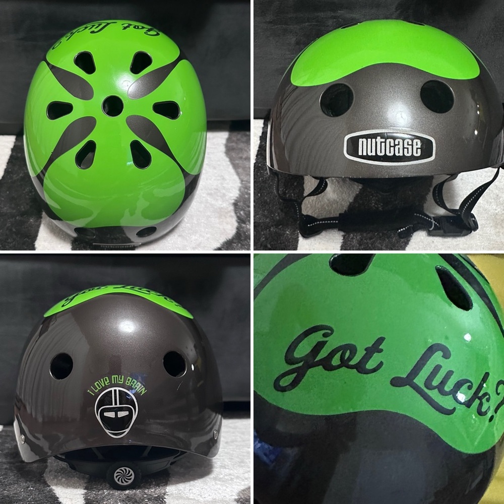 Unisex nutcase “got luck?” 🍀 helmet, size M (22”- 23 1/2”)